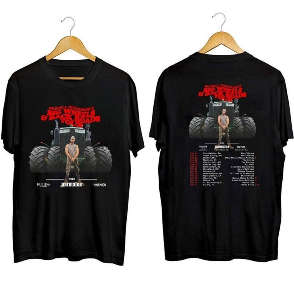 Russell Dickerson Big Wheels And Back Roads Tour 2023 Shirt 2 Sided T Shirt - Picture 1 of 4